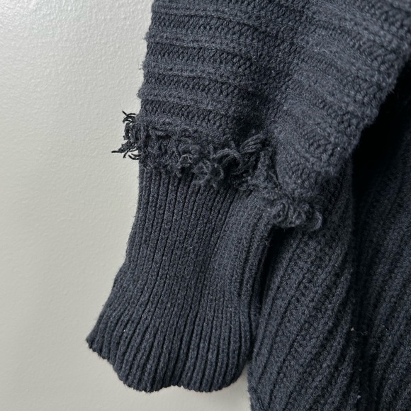 Free People Marlie Deep V Neck Ribbed Sweater in Black Size Large - Picture 8 of 10